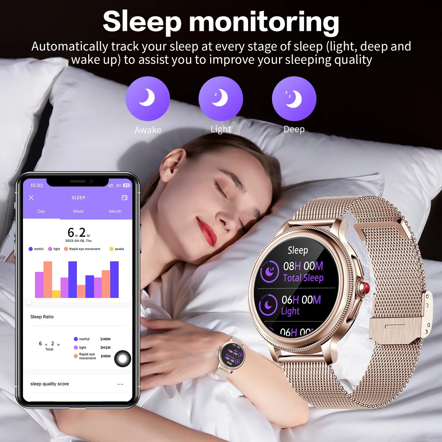 Women Heart Rate Monitoring Sports Smart Watch - FitnesWatches