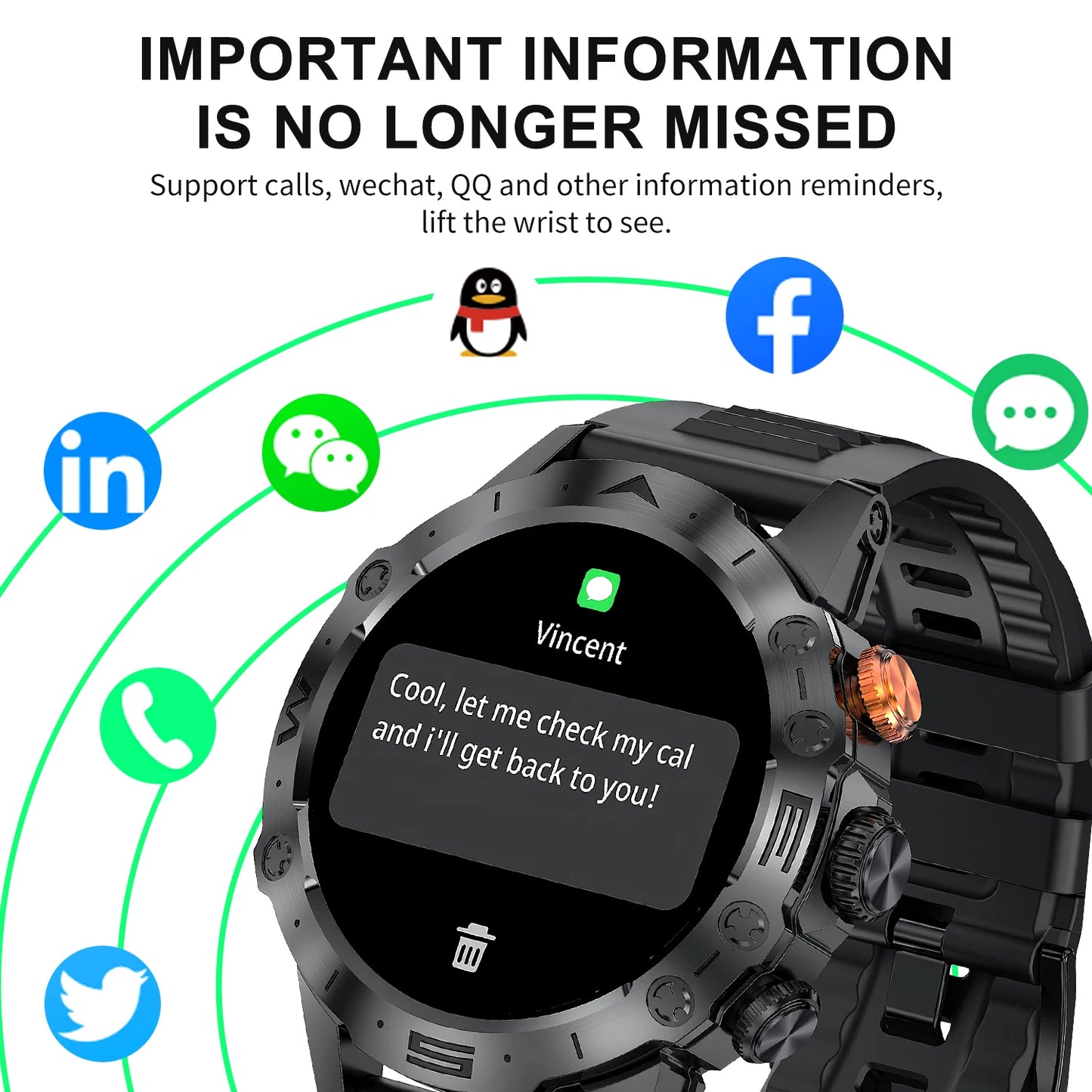 Fitness Tracker Military Outdoor Sports Smart Watch - FitnesWatches