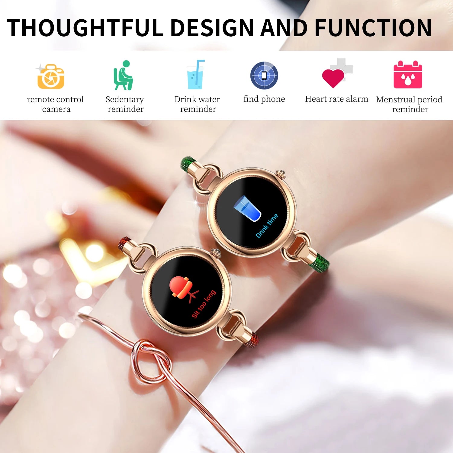 Women Bling Rhinestone Lady Smart Watch - FitnesWatches